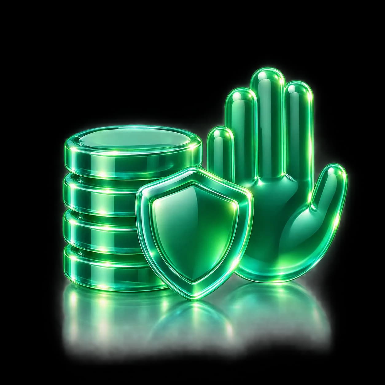 3D coins with a shield icon
