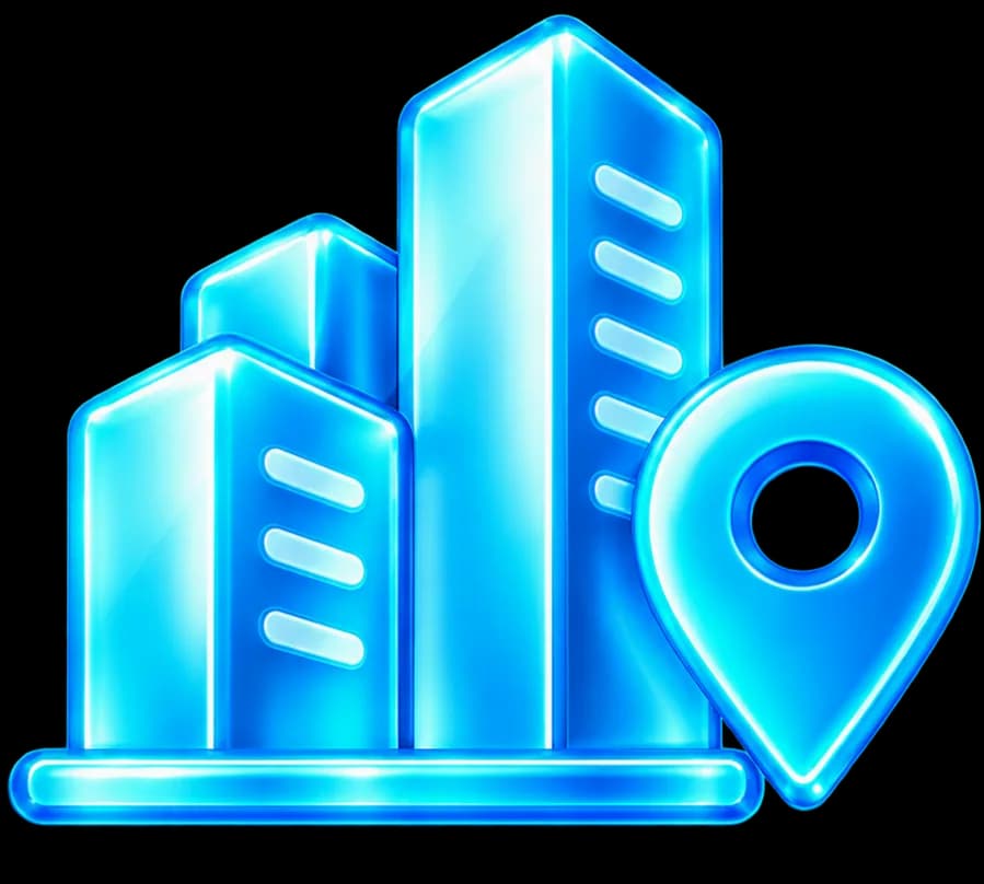 3D buildings with a location pin