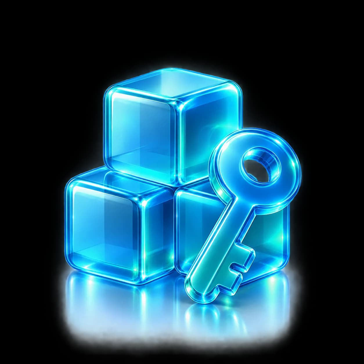 3D building blocks with a key icon