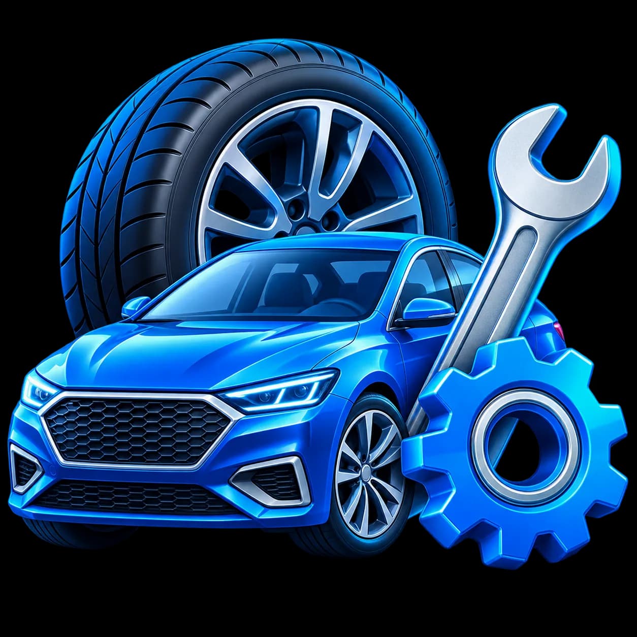 3D car with automotive service tools