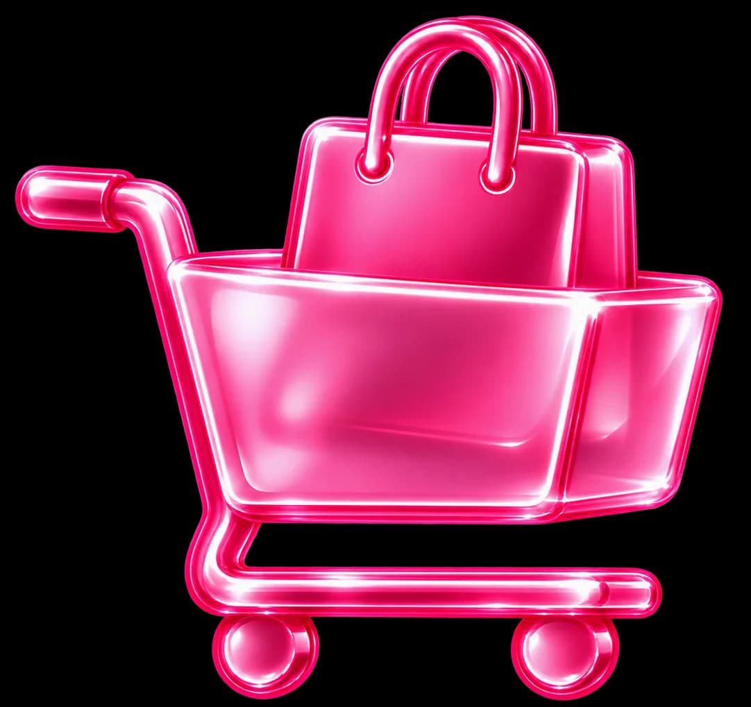 3D shopping cart with a shopping bag