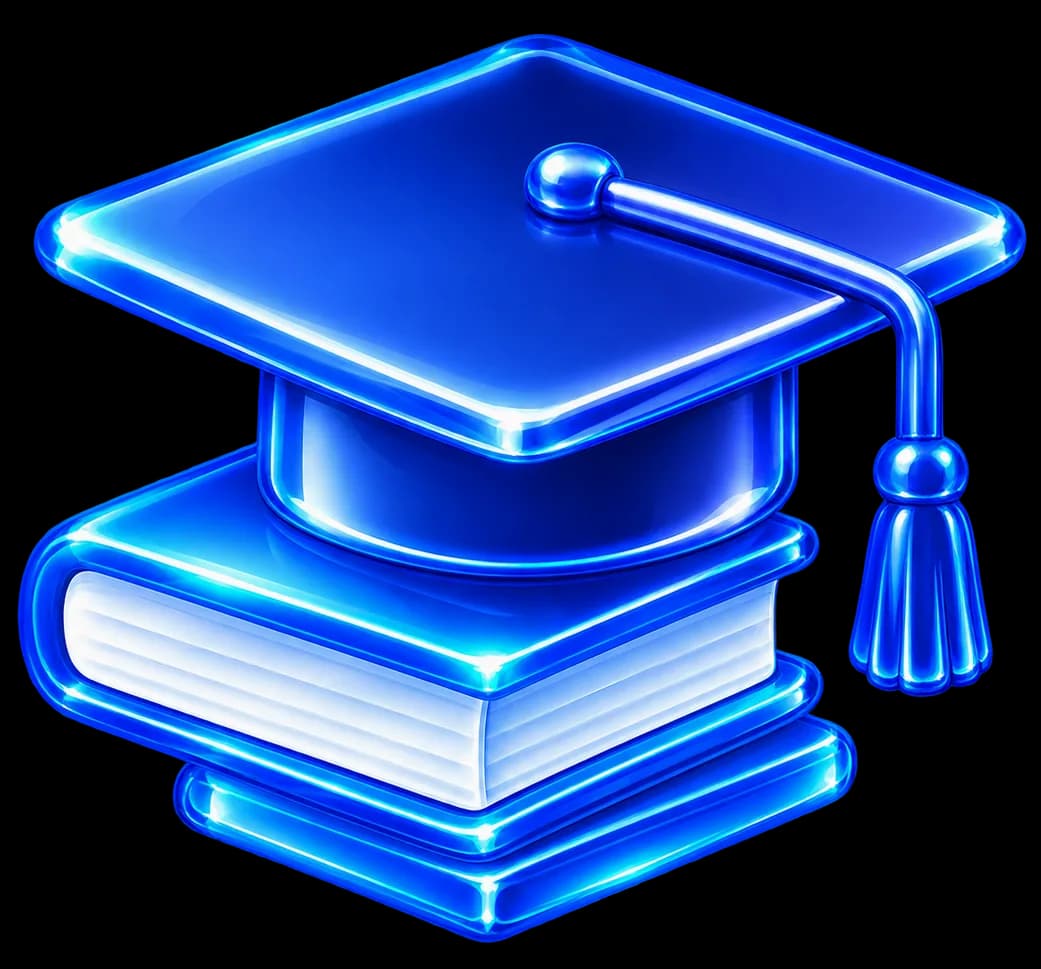 3D graduation cap on a stack of books