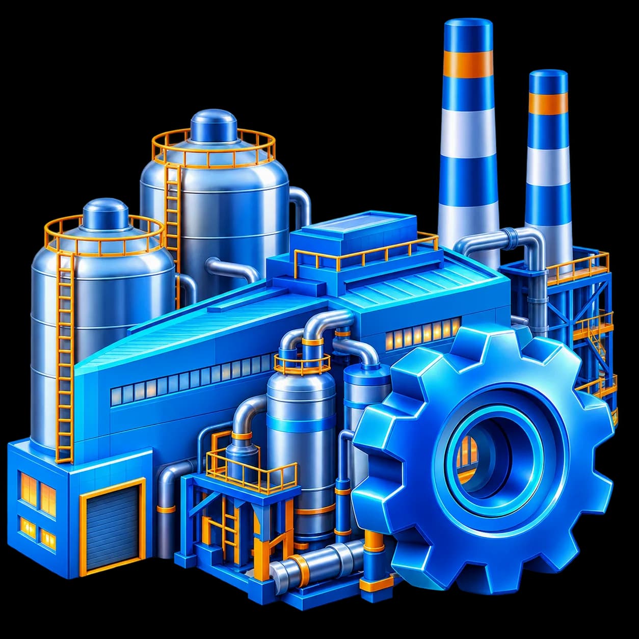 3D industrial factory and manufacturing machinery