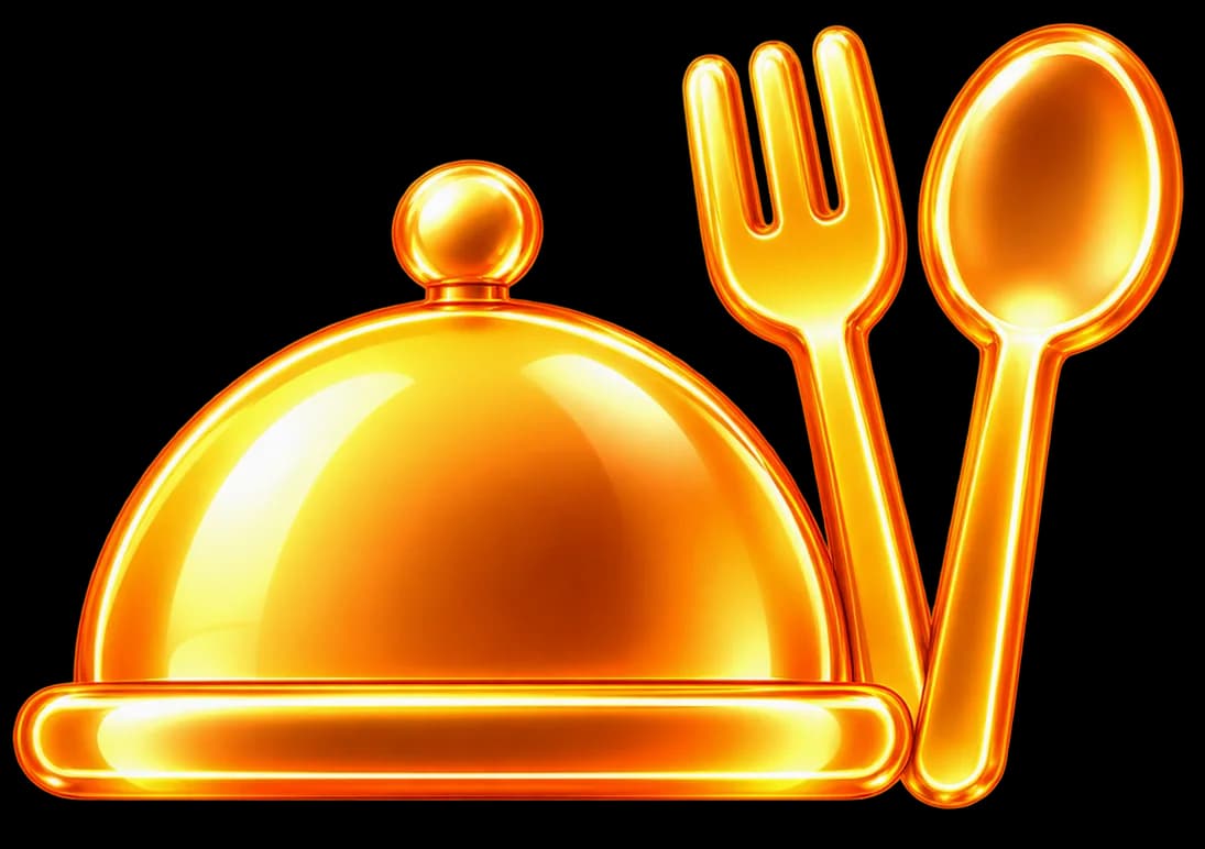 3D serving dome with fork and spoon