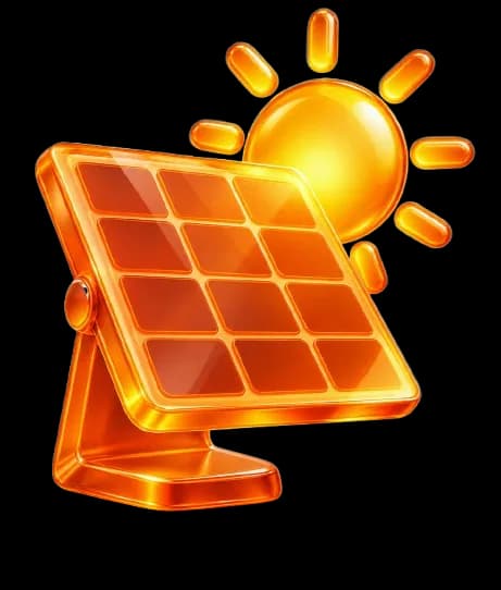 3D solar panel with renewable energy symbol