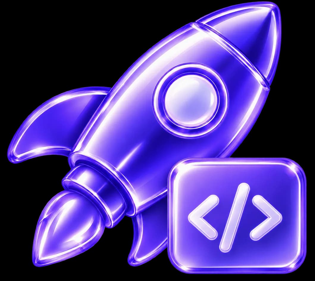 3D rocket with a code symbol