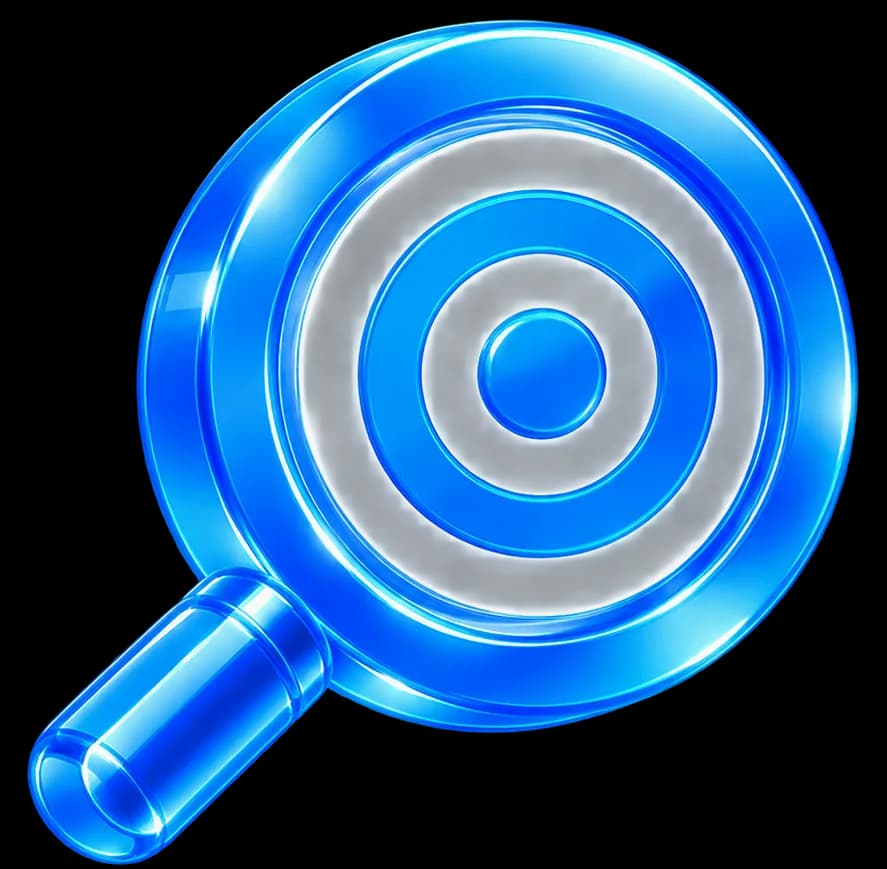 3D magnifying glass over a target