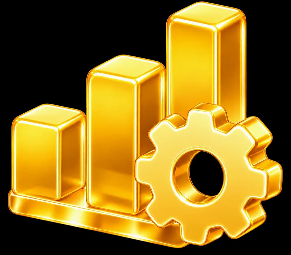 3D bar chart with a gear