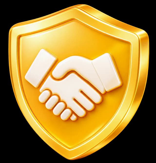 3D shield icon with a handshake
